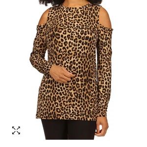 NWOT Michael Kors NWOT Cold Shoulder Cheetah Print Long Sleeve Top S